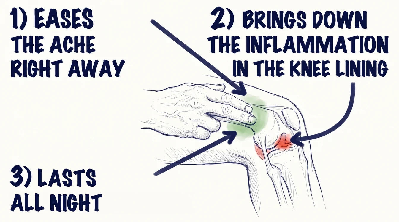 Three things: eases the ache right away, brings down the inflammation in the knee lining, lasts all night