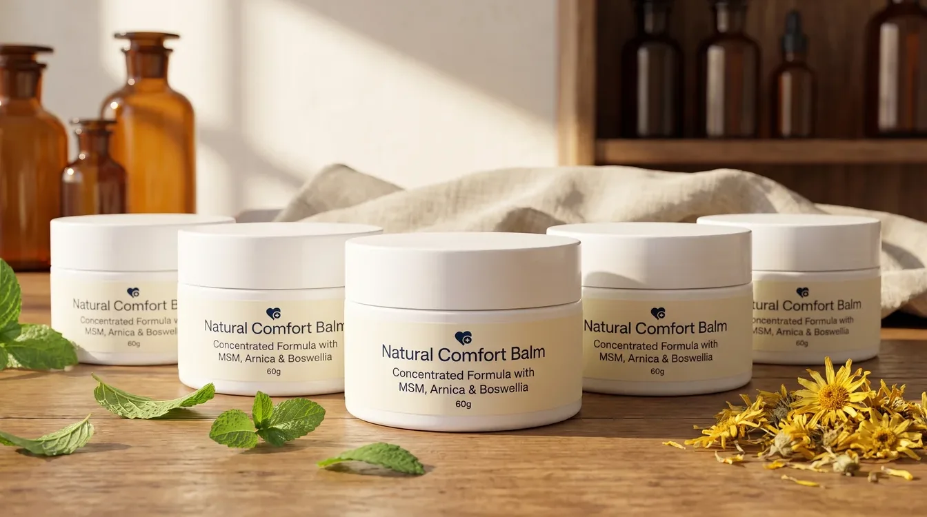 Five jars of Nurovita Natural Comfort Balm