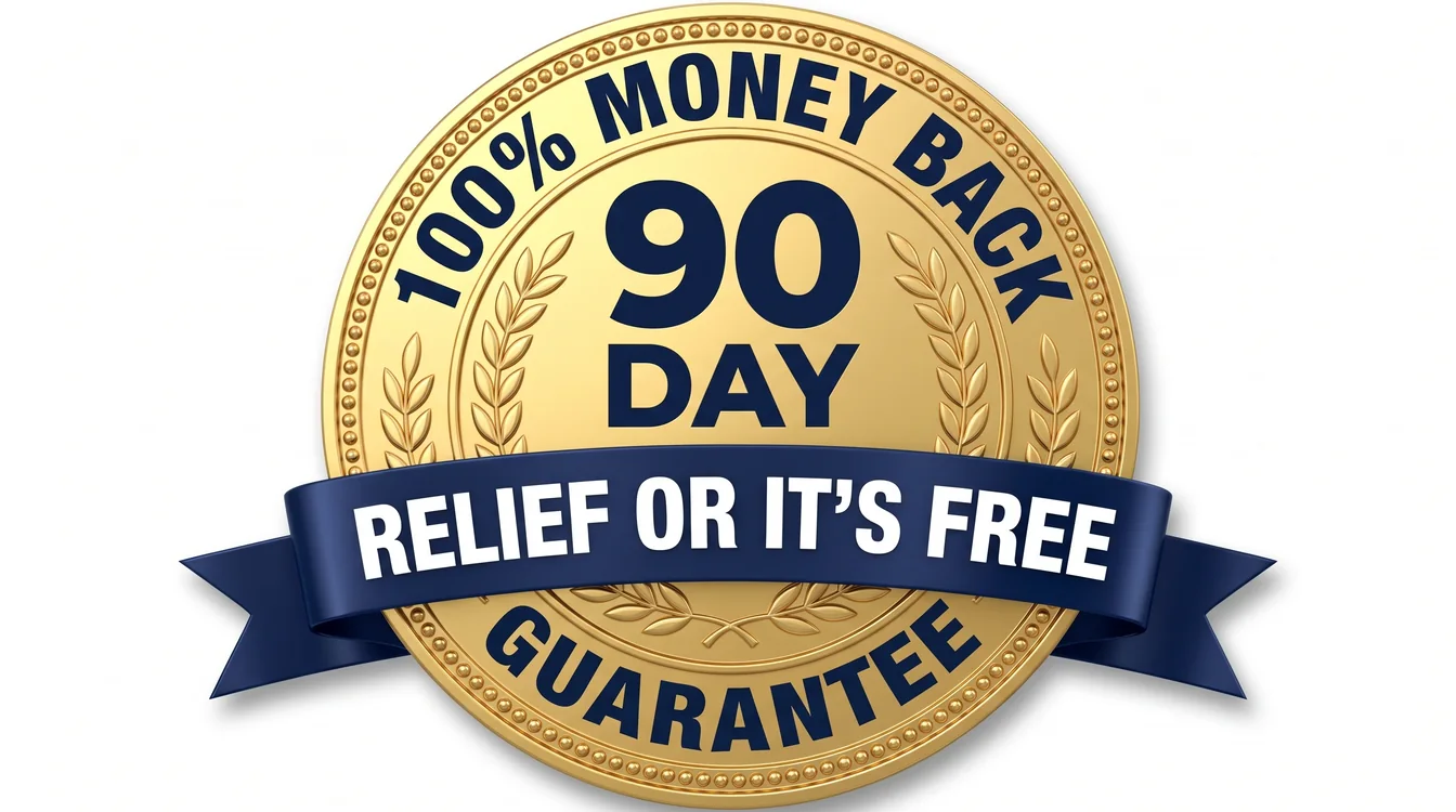 Gold medal: 90-day, 100% money-back guarantee. Relief or it is free
